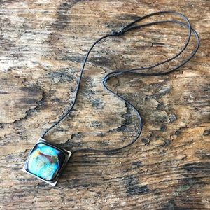 Chunky pendant necklace on black cord